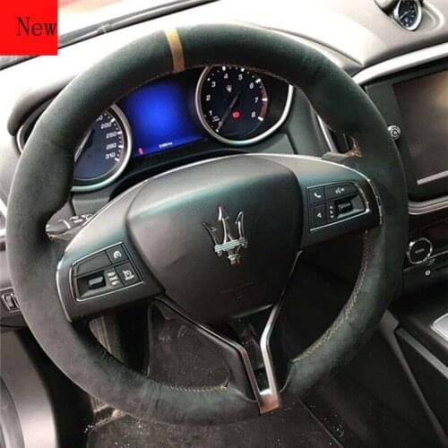DIY Suede Leather Hand Sewn Steering Wheel Cover for Maserati Quattroporte Ghibli Levante Car Accessories