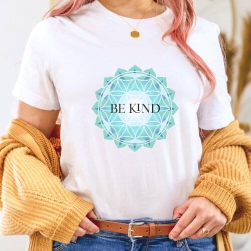 Be Kind Print Harajuku Top Women T-shirt Basic O-collar Short Sleeved Women Casual Ladies T-shirt Girl,Drop Ship