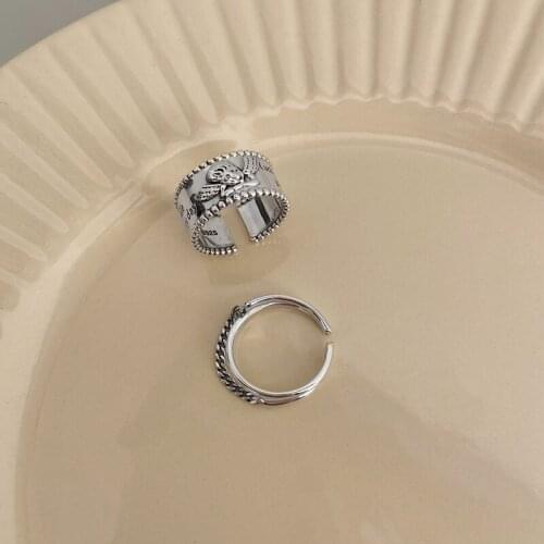 Morivovog 925 Sterling Silver Chain Angel Rings for Women Vintage Lucky Japan Korea Creative Rings Fashionable Jewelry 925 Bague