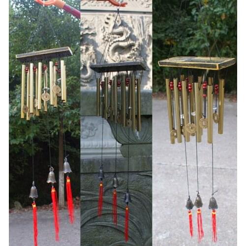 10 Tubes Solid Bronze Antirust Copper Alloy Antique Amazing Grace Wind Bells Holiday Gifts Door Hanging Home Decoration Yard