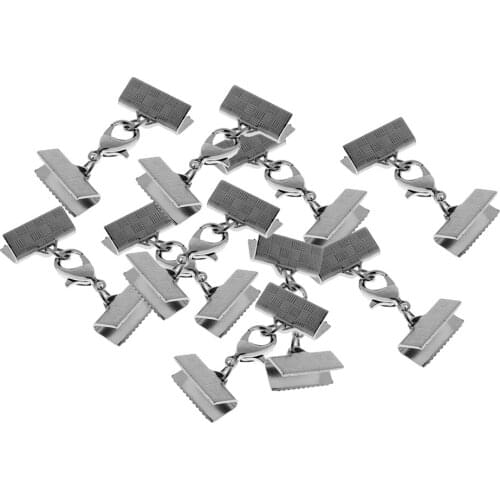 10X 13mm Ribbon Clip Clamp Cord Crimp End Cap Tip Necklace Bracelet Findings