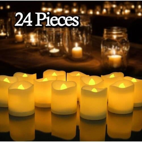 12/24Pcs LED Flameless Candle Lights Tea Candles Battery Powered for Home Wedding Birthday Party Decoration Lightings Dropship