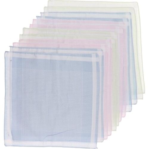 12PCS 100% Cotton Plaid Hankie Men Women Handkerchief Pocket Square Hanky