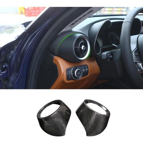 2pcs Real Carbon Fiber Car Dashboard Side Air Vent Barrel Ring Cover Trim for Alfa Romeo Giulia 2017-2019 Models Accessories