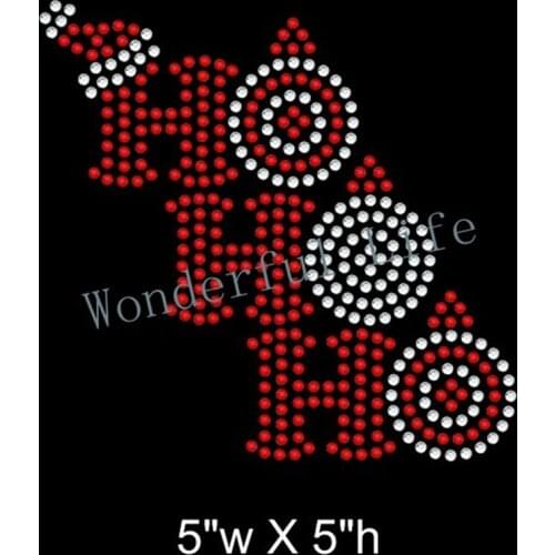 Free shipping hohoho merry christmas rhinestones transfers design crystal