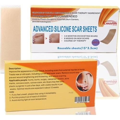 4pcs Remove Scar Stickers Medical Silicone Gel Strips Patch Scar Away Treatment Sheet Tape Skin Repair