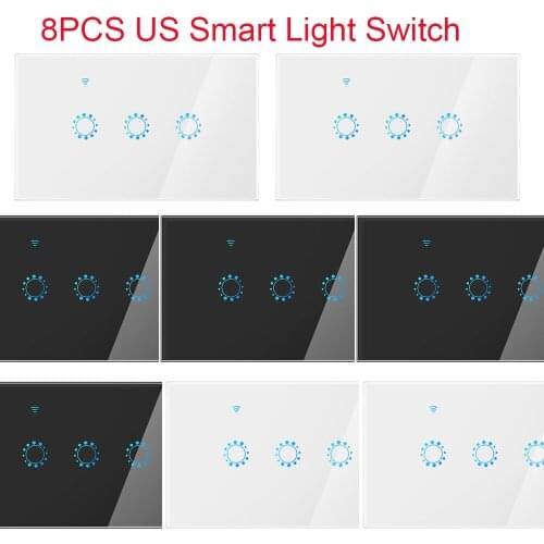 8PCS US TUYA WiFi Smart Touch Light Switch Compatible with Alexa Google Home