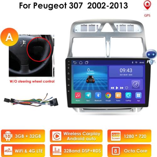 2din Android 10 Car DVD Multimedia Player Stereo For Peugeot 307 307CC 307SW 2002-2013 Car Radio GPS Navigation WiFi Bluetooth