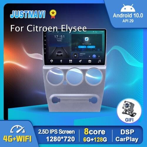 Car Radio IPS Screen For Citroen Elysee 2008-2013 Android 10.0 Auto Stereo Multimedia Player WiFi GPS CarPlay BT No 2 Din DVD 9"