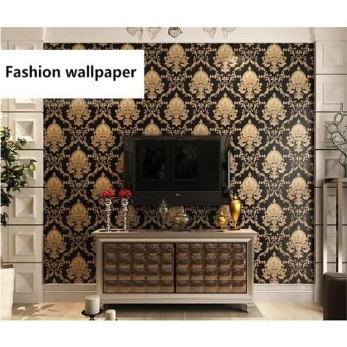 Beibehang European luxury black waterproof papel de parede wallpaper three-dimensional deep embossed living room TV background