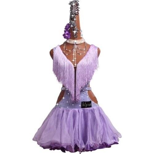 Envío Gratis borla vestido Charleston fiesta de disfraces para baile latino vestido Salsa Tango salón de baile rendimiento vesti