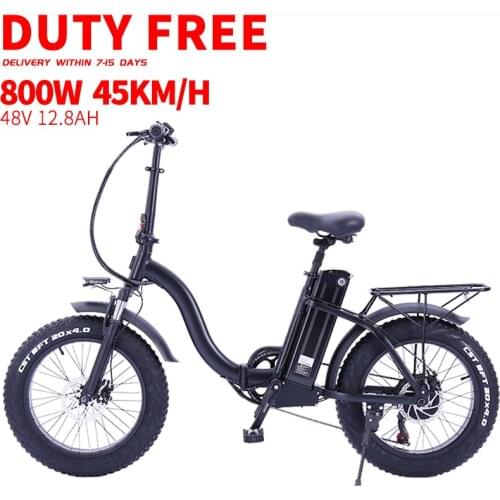 Duty free electric bicycle 800w 48V12.8ah lithium battery 4.0 fat ebike fatbike folding Foldable adult Bikes 20inch e bike