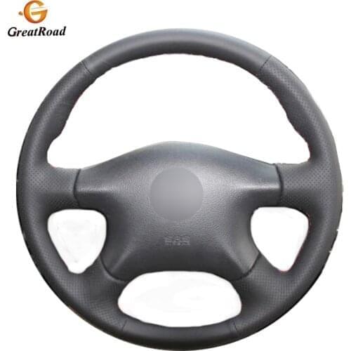 Black Genuine leather Car Steering Wheel Covers Wrap for Nissan Almera N16 Pathfinder Primera Paladin X-Trail Renault