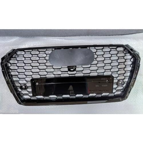 For RS4 Style Front Sport Hex Mesh Honeycomb Hood Grill Gloss Black for Audi A4/S4 B9 2017-2019