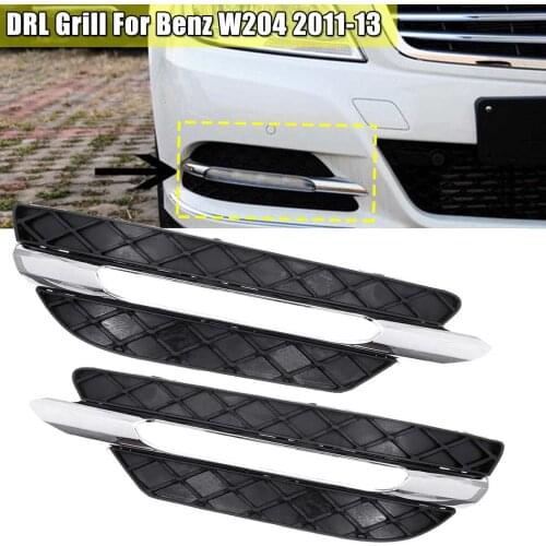 DRL L/R Front Bumper Grill Daytime Running Light Lamp Cover For Mercedes C-Class W204 S204 C204 C-Class 2011 2013