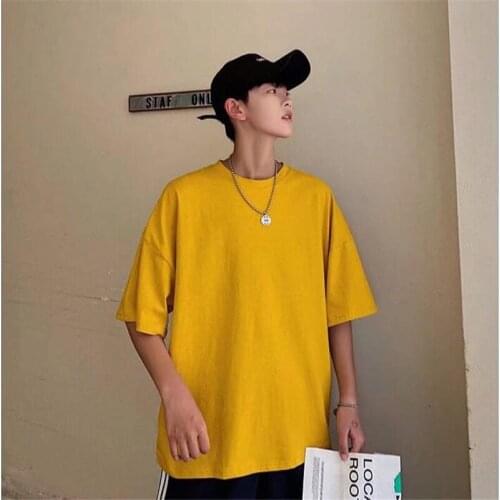 2021 Fashion Half Short Sleeves Fashion O NECK T-shirt Mens Solid Summer Clothes Tops Tee Casual Loose Tshirt Streetwear Males