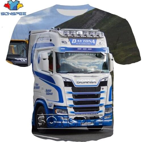 SONSPEE Truck Car 3D Print Hip Hop Mens T Shirt Fashion Harajuku Short Sleeve Funny Logo Men Women Tops Tees Shirts Homme
