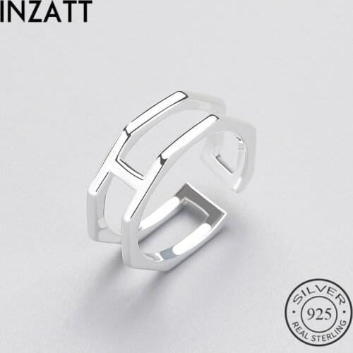 INZATT Real 925 Sterling Silver Unique Rhombus Line Ring Minimalist For Women Engagement party Fashion jewelry New Gift