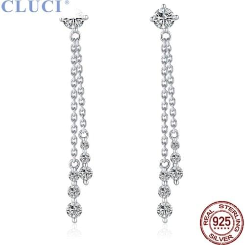 CLUCI Classic 925 Sterling Silver Simple Theme Women Drop Earrings Jewelry for Office Lady DE021SB