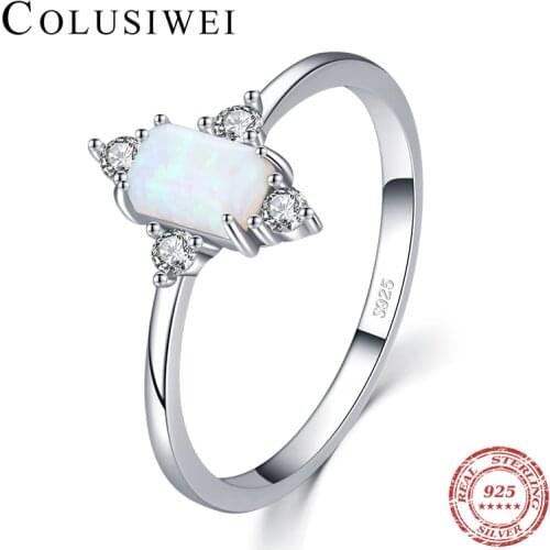 Colusiwei Colorful Dream Opal Rings Real 925 Sterling Silver Vintage Finger Rings Original Design Wedding Engagement Jewelry