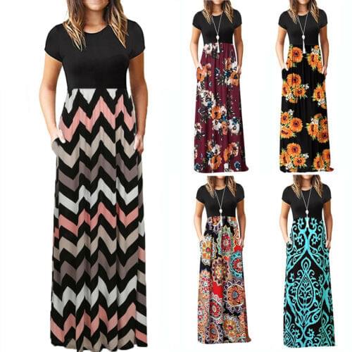Summer Boho Flower Holiday Plus Size Women Sexy Long Maxi Dress Party Evening Summer Beach Sundress
