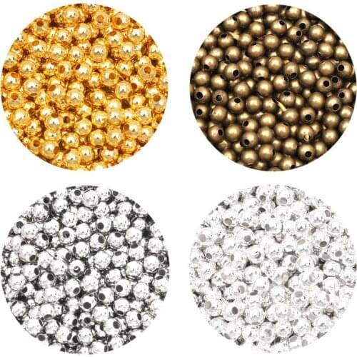 30-500Pcs Metal Round Beads Smooth Ball Loose Spacer Beads For Jewelry Making DIY Bracelet Charms Jewelry Accessories 2-10mm