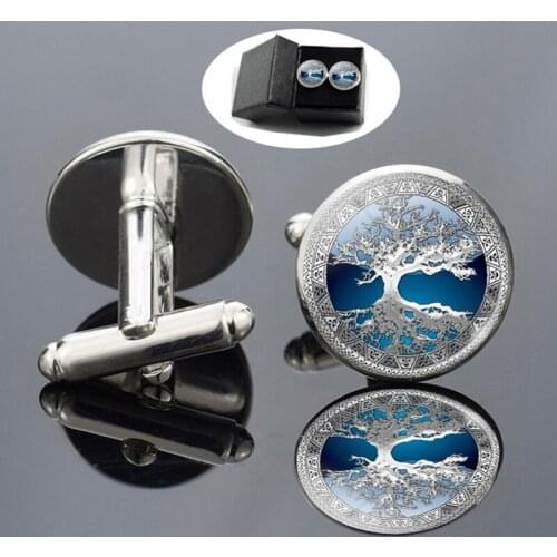 Tree of Life Art Painting Cufflinks Men Fashion Wedding Cufflinks Cuff Links Buttons Suit Accessories Life Tree Jewelry