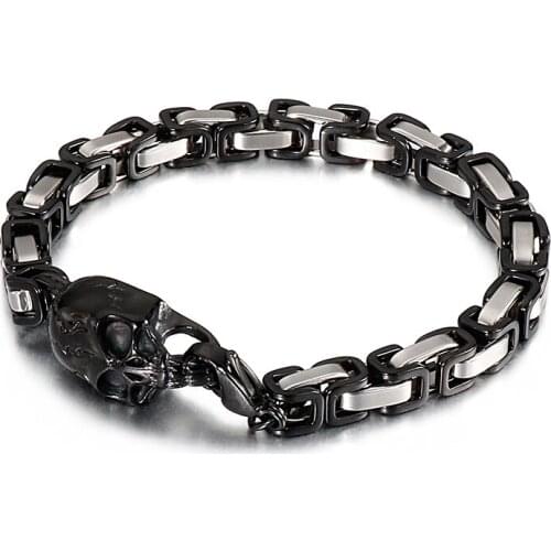 HAOLYNJOY Skull Accessories Mens High Quality Stainless Steel 210mm Four-Color Optional Bracelet Jewelry