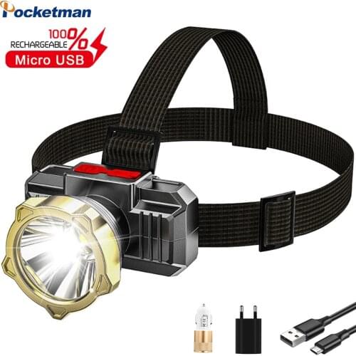 Pocketman Super Bright Headlight USB Rechargeable Headlamp Outdoor Night Fishing Head Lamp Waterproof Mini Portable Headlight