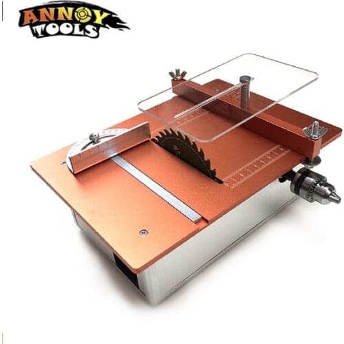 Mini Table Saw Handmade Woodworking Bench Saw DIY Hobby Model Crafts Cutting Tool with two motor , Power Supply