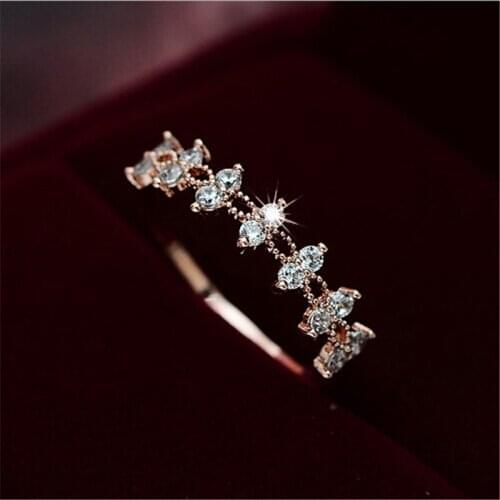 New Woman Rings Shiny Zircon Lace Style Finger Wedding Ring Fashion Accessories Trendy Jewelry
