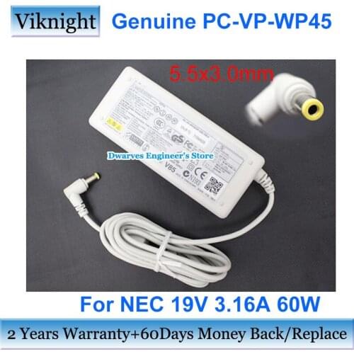 Original White PC-VP-WP45 AC Adapter 19V 3.16A Laptop Charger PA-1700-02 PA-1650-02C ADP-60NH For NEC Power Supply 5.5x3.0mm