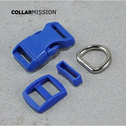 Plastic buckle+Tri-Glid+square keeper+D ring) DIY dog collar 20mm webbing sewing high quality deep blue accessory premium