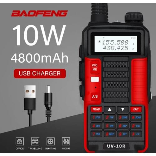 Baofeng UV-10R Upgraded Professional Walkie Talkie USB Charger Two Way Ham Radio Dual Band VHF/UHF Long Range Hunting Tranciver