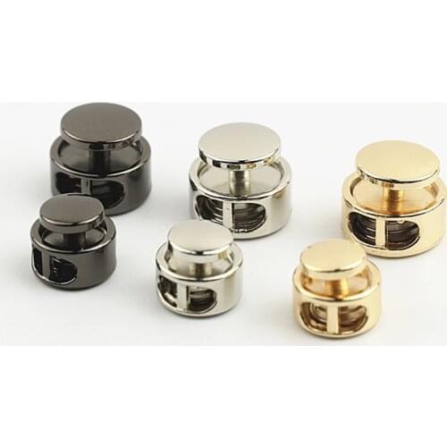 1pcs Metal Beam Rope Buckle Double Holes Round Bead Shape Clasp for DIY Clothes Bag Sportswear Shoelace Rope Parts Accessories