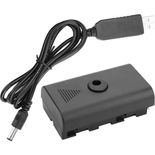 RISE-DC Coupler Dummy Battery+5V USB Cable for Sony NP F550 F570 F770 F750 F970 F990 with USB Cable