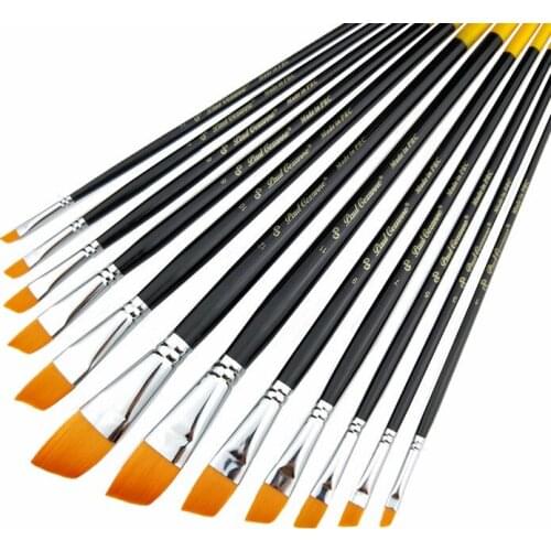 Luxury Top Quality Long Oil Painting Brush 12pcs Nylon Hair Watercolor Pen Landscape Art Drawing Pen Brush Set