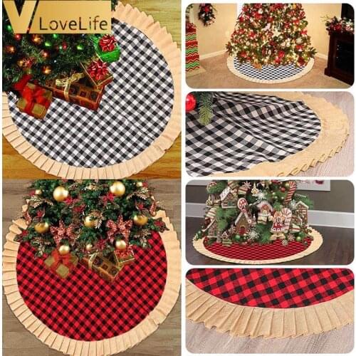Christmas Tree Skirt 48inch Red and Black Buffalo Plaid Christmas tree decor Christmas Decorations For Home Xmas Decor 2020