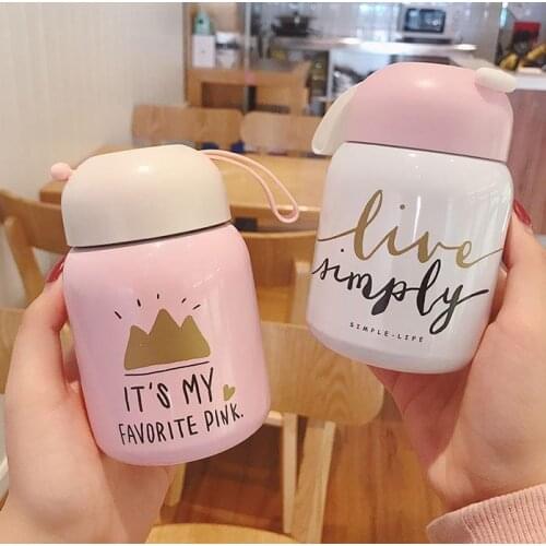 Cute Mini Thermos 304 Stainless Steel Vacuum Cup Light and Portable Kids Water Bottle Coffee Tea Mugs Tumbler Cup Coffee Mug