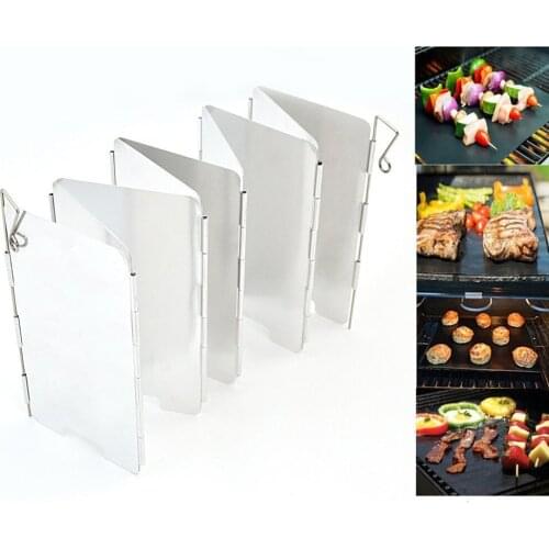 9 Plates Foldable Gas Stove Windshield Outdoor Camping Cooking Burner Windproof Screen Aluminium Alloy Outdoor Stove Wind Shield