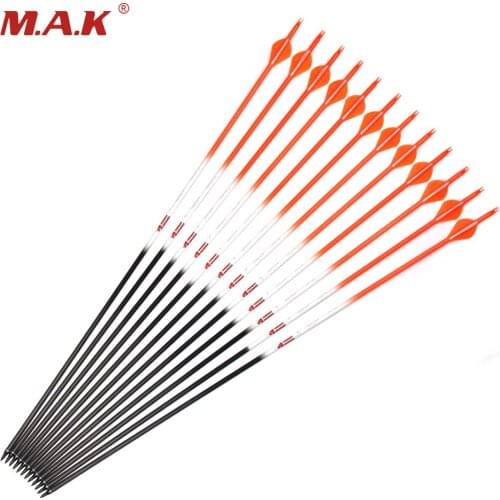 30 Inch Pure carbon Arrow OD 7.6mm ID 6.2mm Spine 400 with Replaceable Arrow Tips for 55-60 lbs Bow Archery Shooting