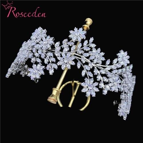New cubic zircon Wedding Tiara CZ Floral Party Crown Bridal Hair Accessories RE4165