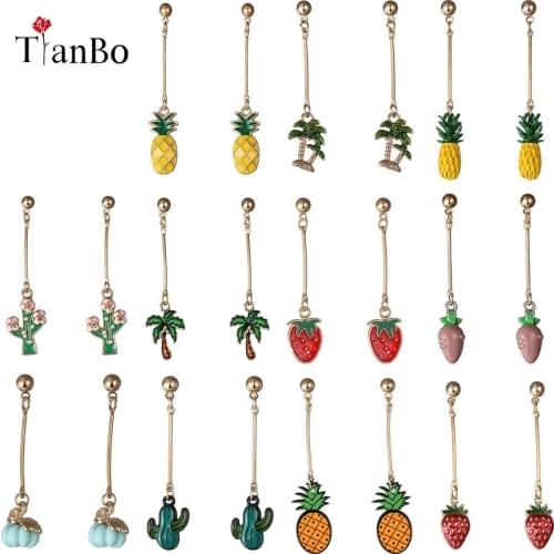 TianBo Fashion fine Jewelry Gold-Color With Long drop plant charm Dangle Earrings for Women Brincos