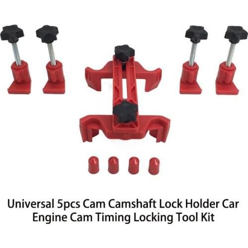 Universal 5pcs Car Engine Camshaft Timing Locking Tool Dual Cam Clamp Sprocket Gear Kit RED Hand Lock Holder Tools Set