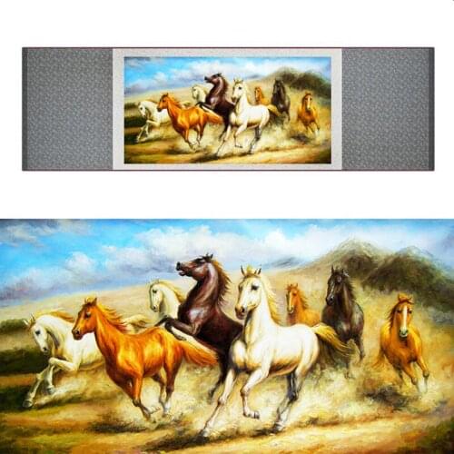 Top quality Chinese Horse silk painting Horse art painting Silk scroll art painting eight horse painting 19062702