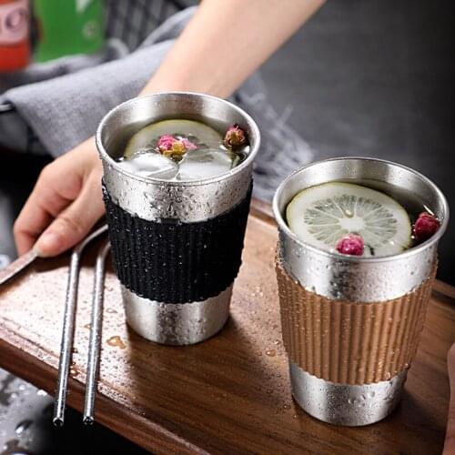 High Quality 500ML Stainless Steel Insulated Mug with Lid and Straw Coffee Mug Drink Travel Cup Metal Cup Tumbler Beer Tea Cup