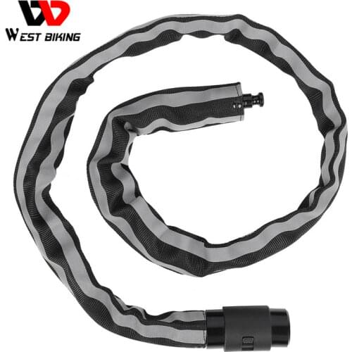 WEST BIKING Bicycle Lock Anti-Theft Security Chain Lock With 2 Keys MTB Road Bike Motorcycle Scooter Reflective Cycling Lock