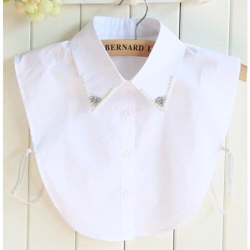 Linbaiway Women Shirt False Collar V-neck White Detachable Fake Collar Lapel Blouse Top Tie Vintage Clothes Neckwear Femme
