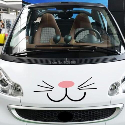 10 x New Design Funny Creative Cartoon Decoration Car Styling Rabbit Mouth Beard Moustache Car Hood Sticker Pattern Vinyl Decals