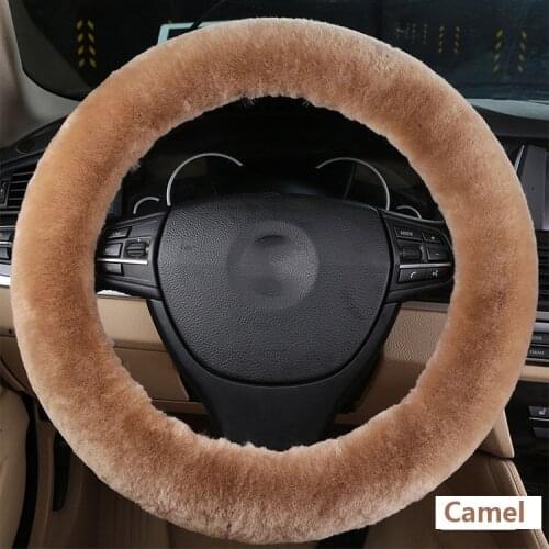 100% Australia Authentic Sheepskin Car Steering Wheel Cover Warm Soft Winter Suitable for 35-42cm Red Car Accessories